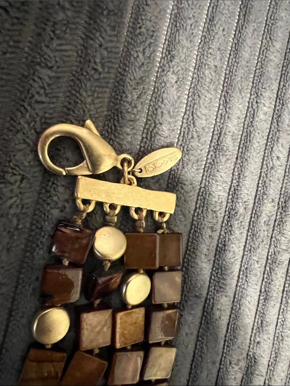 Vintage Talbots Mother of Pearl Brown Multi-Strand Tile Necklace